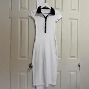 Commense White and Black Midi Dress